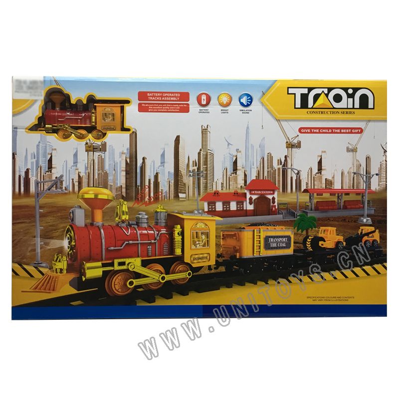 B/O TRAIN PLAY SET,W/LIGHT&MUSIC&SMOKA,4 ASST