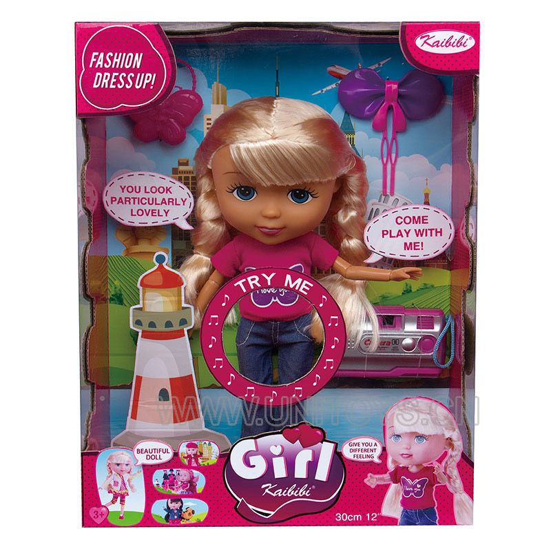 12" FASHION GIRL,W/MUSIC&BUTTON BATTERY