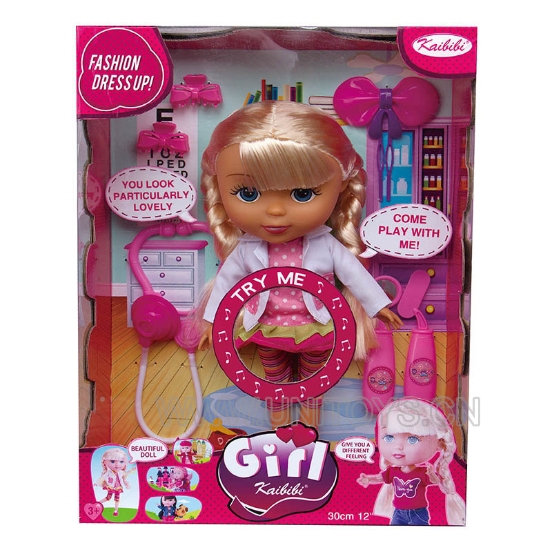 12" FASHION GIRL,W/MUSIC&BUTTON BATTERY