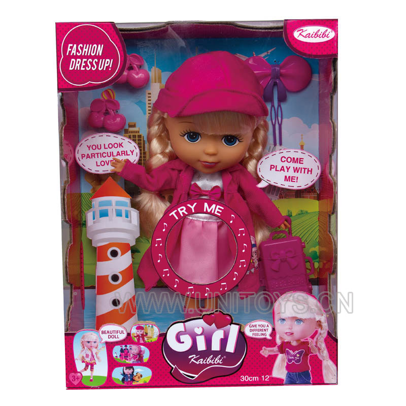 12" FASHION GIRL,W/MUSIC&BUTTON BATTERY