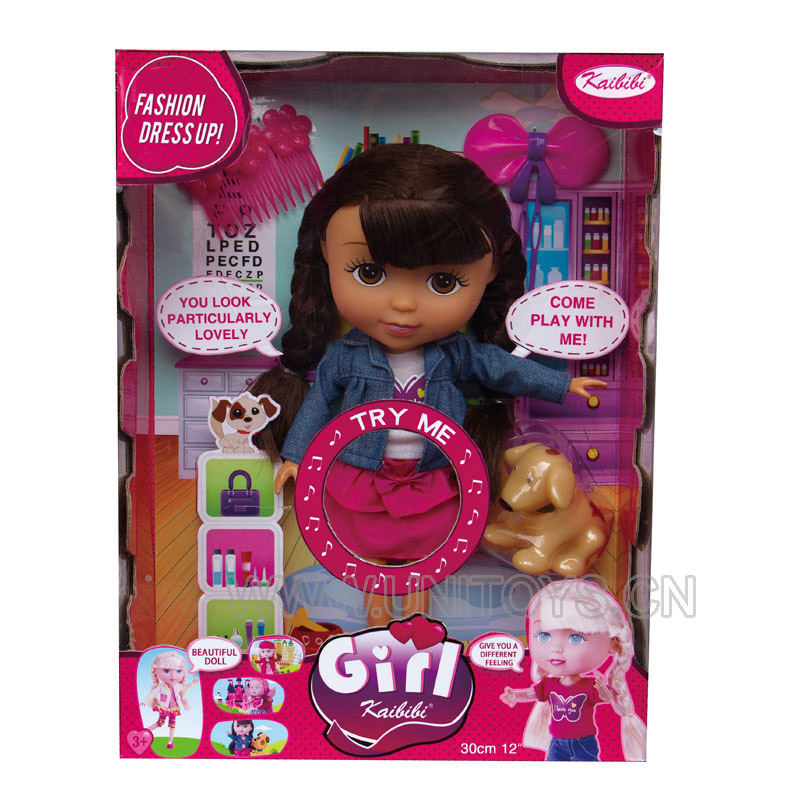 12" FASHION GIRL,W/MUSIC&BUTTON BATTERY